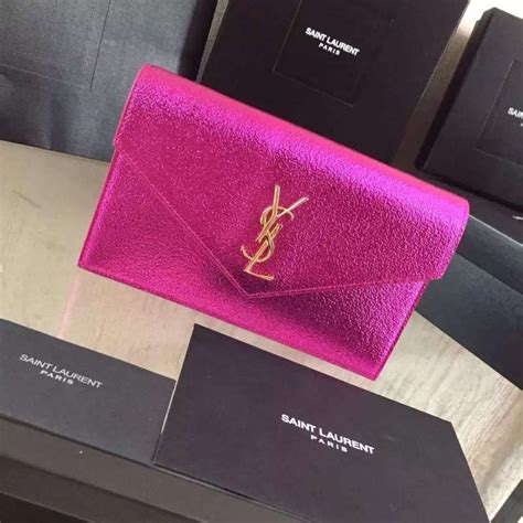 ysl monogram envelope chain wallet pink